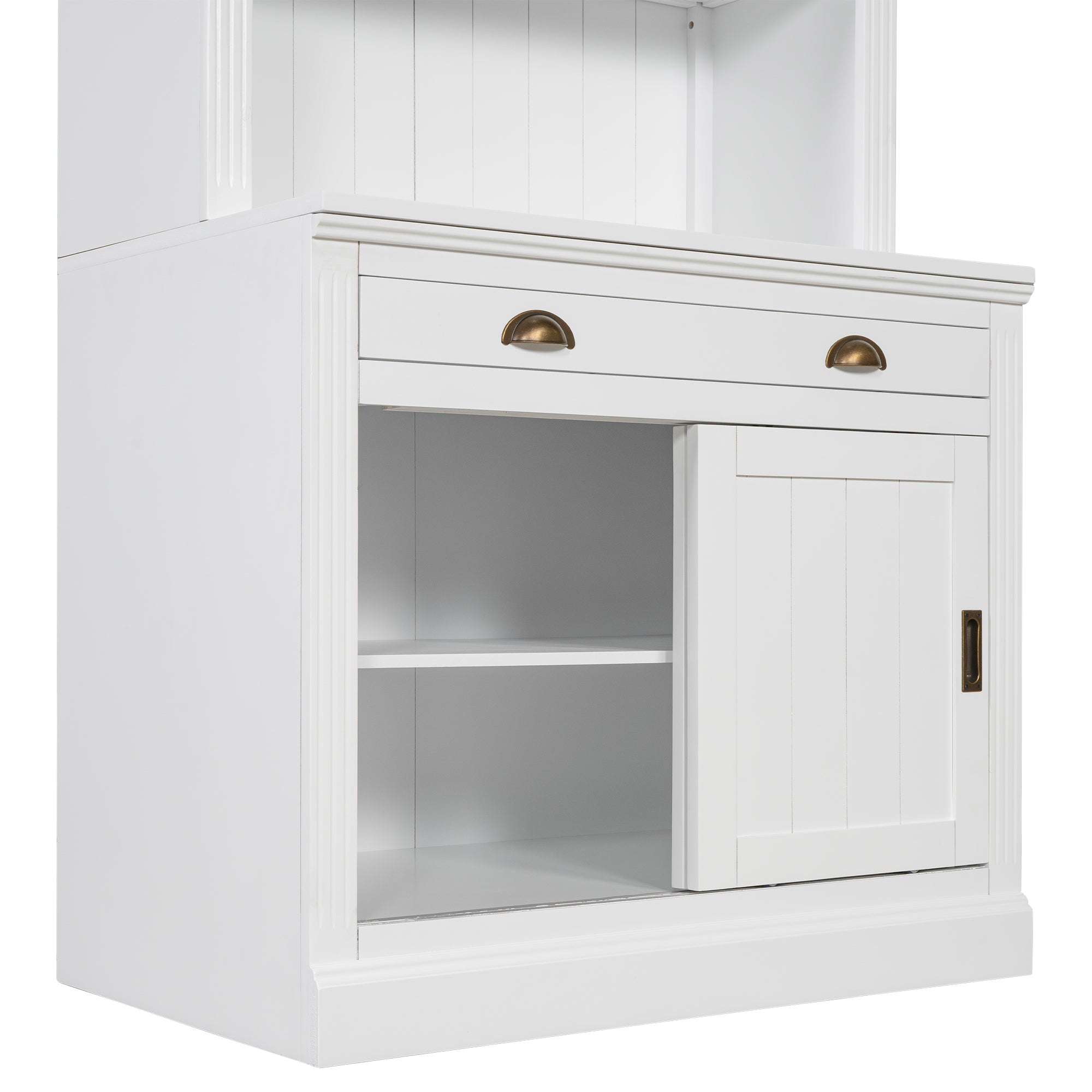 83.4'Tall Bookshelf Suite with LED Lighting, Modern Bookcase Suite with Sliding Doors,Drawers and Open Shelves,Storage Booksh