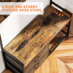 Rustic Brown 33.1' Wide Hall Tree with 2 Movable Drawers, Shoe Storage, Shelves, Garment Racks, and 23 Hooks for Entryway or Corner - Grand Goldman Shop