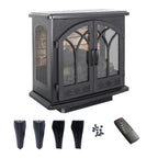 Antique Black 3D Flame Electric Infrared Quartz Fireplace Stove with Remote, Tempered Glass, 24 Inch - Grand Goldman Shop
