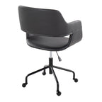 Contemporary Adjustable Office Chair in Black Metal and Black Faux Leather - Grand Goldman