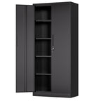 71'H Metal Garage Storage Cabinet, Black Tool Steel Locking Cabinet with Doors and 4 Shelves, Tall Cabinets for Garage Storag