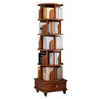 (UPGRADED) Rotating Bookshelf, 360 Display Corner Bookshelf for Small Space, 6 Tier Bookcase Storage Rack with Wheels, Wood Narrow Organizer for Bedroom, Living Room, Study Room, Walnut Brown - Grand Goldman Shop