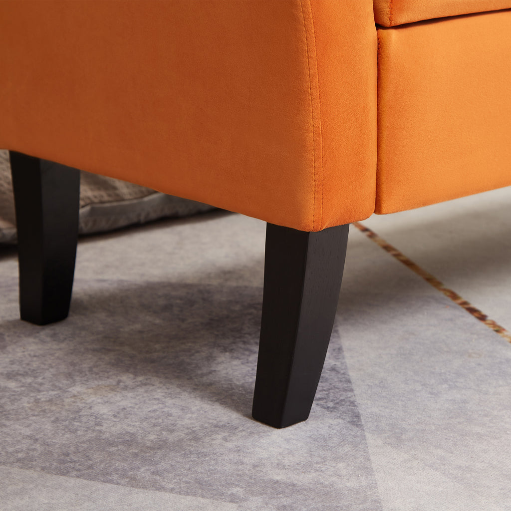 51.5' Bed Bench with Storage Orange Velvet - Grand Goldman Shop