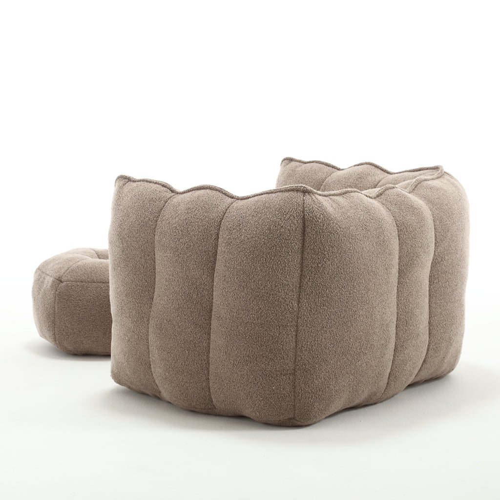 Soft Chenille Bean Bag Chair with High Resilient Foam for Living Room and Bedroom, Comfortable Square Lazy Sofa with Footstool for Adults - Grand Goldman Shop
