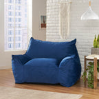 Allea Velveteen Armrest Bean Bag Chair, Navy Blue, Soft Velvet, 42x40x32 inches - Grand Goldman Shop