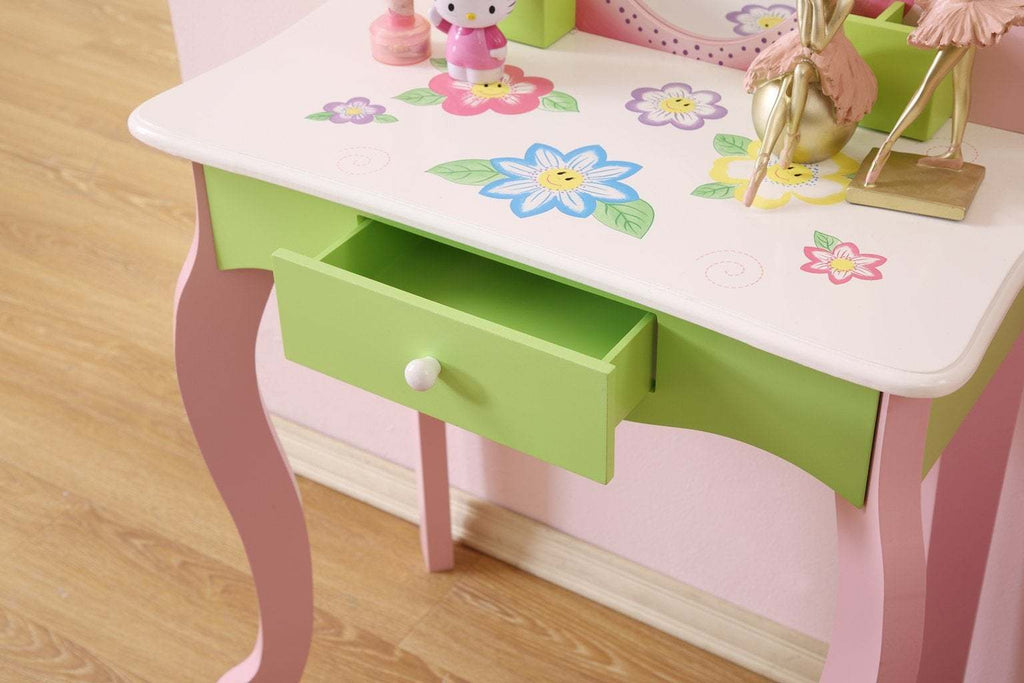 Kids Funnel Layla Girls Flower Vanity Set with Stool - Grand Goldman