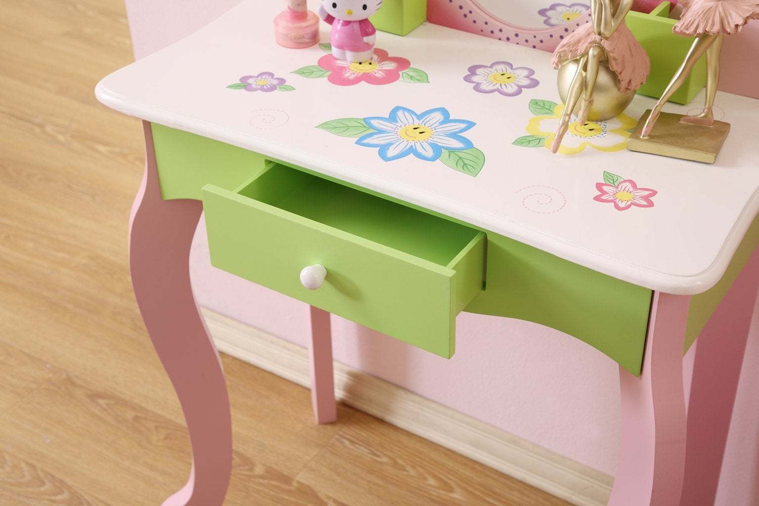 Kids Funnel Layla Girls Flower Vanity Set with Stool - Grand Goldman