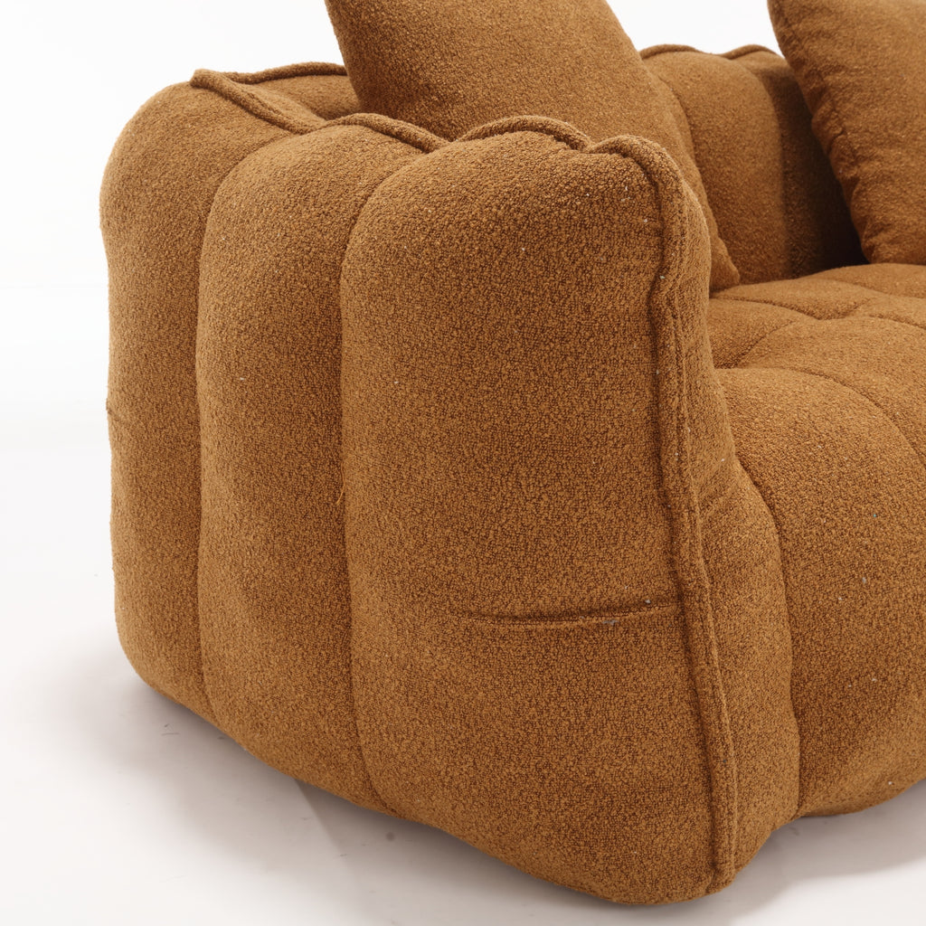 Cozy Beanbag Chair with High Resilience Foam Core for Two - Yellow Chenille, 66x35x25 inches - Grand Goldman Shop
