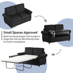 Orisfur Pull Out Sofa Bed Loveseat Sleeper with Twin Size Memory Foam Mattress & USB Ports, Black Linen - Grand Goldman Shop