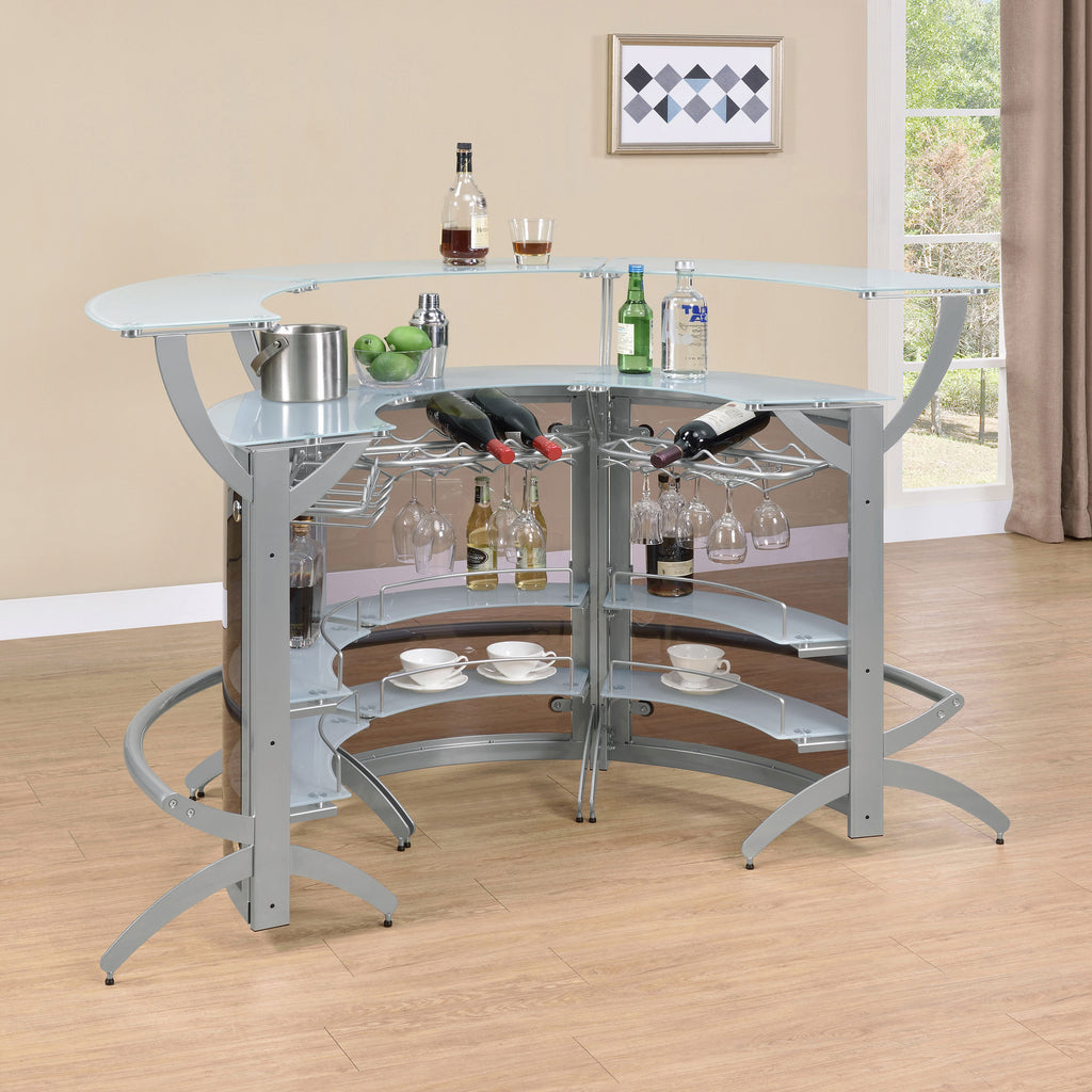 Elaina Silver 3-piece Home Bar - Grand Goldman Shop