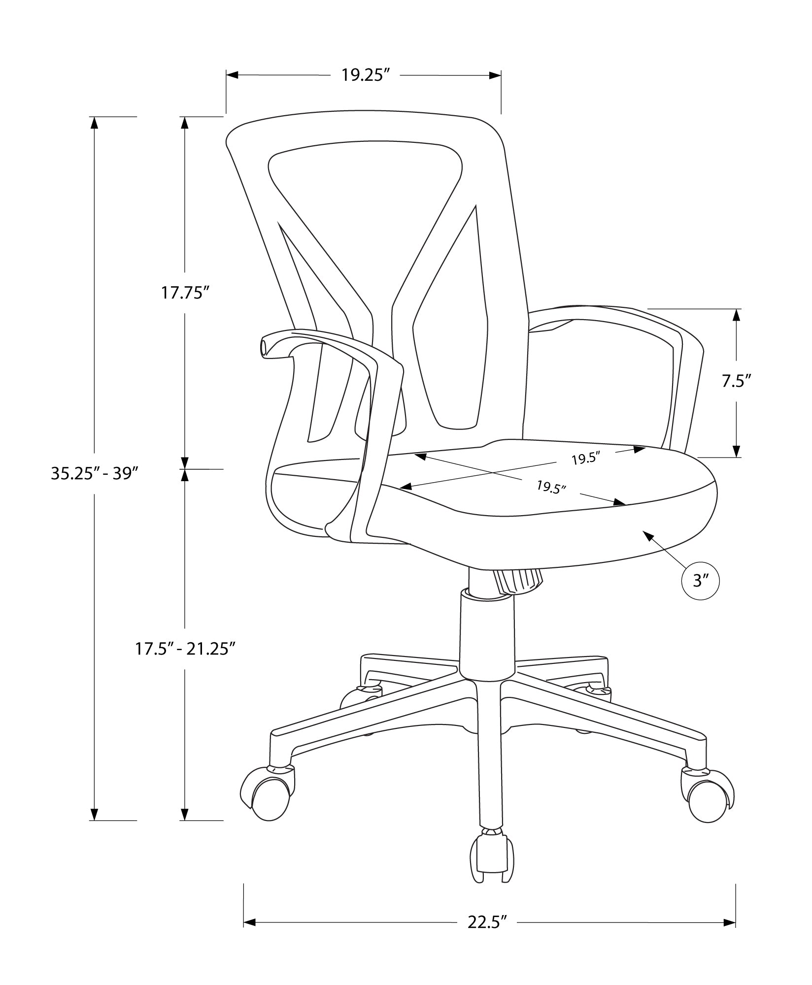 Office Chair, Adjustable Height, Swivel, Ergonomic, Armrests, Computer Desk, Work, Grey Mesh, Black Metal, Contemporary, Mode