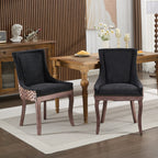 A&A Furniture,Ultra Side Dining Chair, Thickened fabric chairs with neutrally toned solid wood legs, Bronze nail head, Set of 2,Leopard Print - Grand Goldman Shop