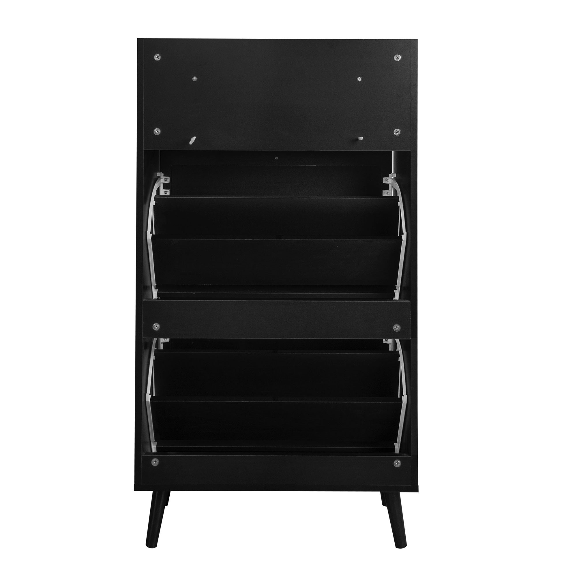 Allen Rattan 2-Door 1-Drawer Cabinet Shoe Rack for Entrance, Black Particle Board, Double Layer - Grand Goldman Shop