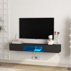 Floating TV Stand Wall Mounted with 16 Color LEDs,63' Modern TV Stand, Floating TV Cabinet Entertainment Center for 55 60 65 Inch TV,Black - Grand Goldman Shop