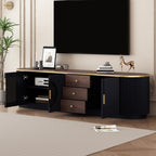 70.8'' Modern Minimalist TV Stand for TVs up to 80 Inches, Entertainment Center with 3 Drawers and 1 Shelf, Metal Handles and 2 Cabinets for Living room - Grand Goldman Shop