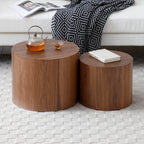 Round Coffee Table Set of 2, Nesting Coffee Tables for  MDF with  veneer .for living room,office,bedroom,Natural, 4Colors - Grand Goldman Shop