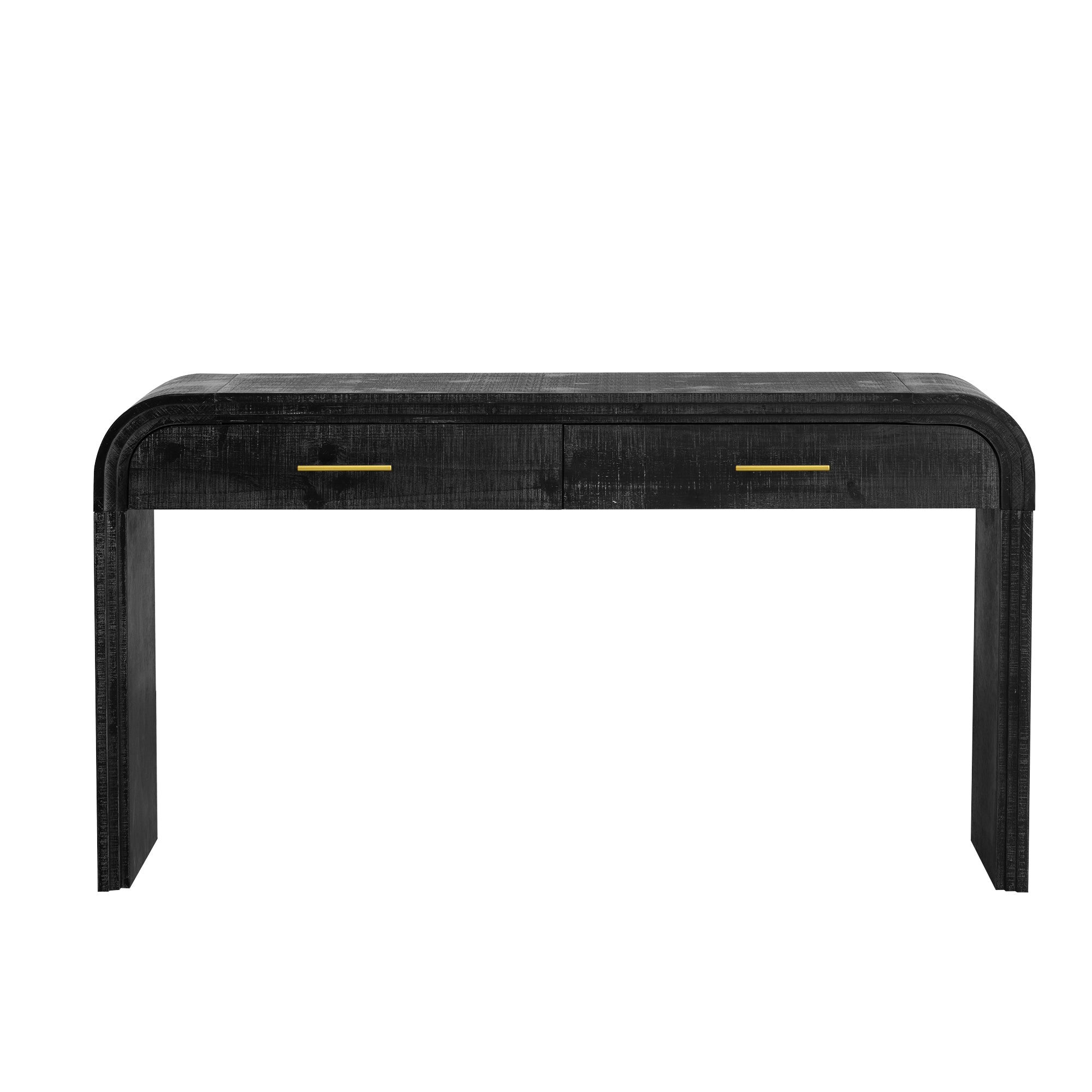 TREXM Unique Retro Silhouette Console Table with Open Style, Two Top Drawers for Entrance, Dinning Room, Living Room (Antique Black) - Grand Goldman Shop