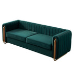 Contemporary Velvet Sofa Couch 84.25''W for Living Room, Green - Grand Goldman Shop