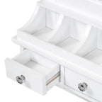 Floating Makeup Vanity with Big Mirror, Wall-Mounted Storage Vanity with Drawers, Pockets & Hooks, Space-Saving Decorative Home Organizer, White, Engineered Wood, 23.8 x 6.1 x 31.8 inches - Grand Goldman Shop
