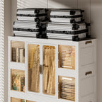 Portable Wardrobe Closet Storage Organizer for Clothes with Magnetic Doors, 12 Cubes & 2 Hanging Rods, White - Grand Goldman Shop