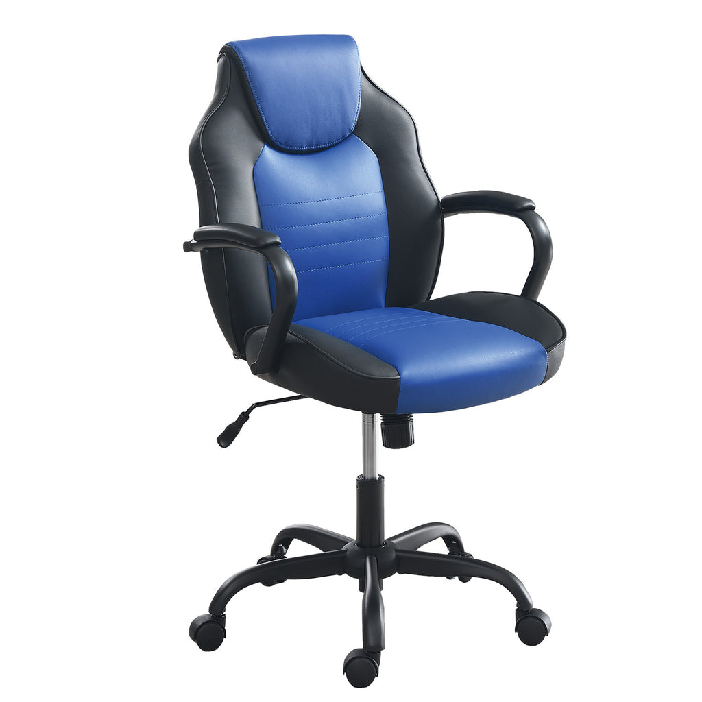 Office Chair Adjustable Height Office Chair Blue and Black Faux Leather | Premium Home Decor - Grand Goldman