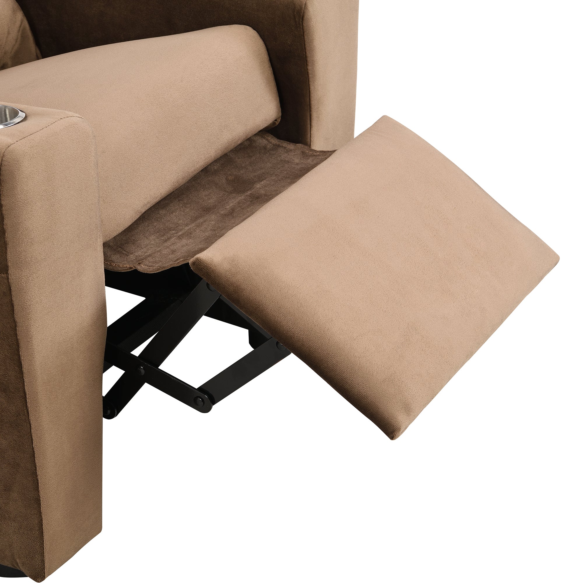 Sally Deluxe Kids Recliner Chair with Cup Holder and Footrest in Brown Velvet, 21.26 x 16.93 x 26.38 inches - Grand Goldman