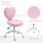 HOMCOM Heart Love Shaped Back Design Office Chair with Adjustable Height and 360 Swivel Castor Wheels, Pink - Grand Goldman