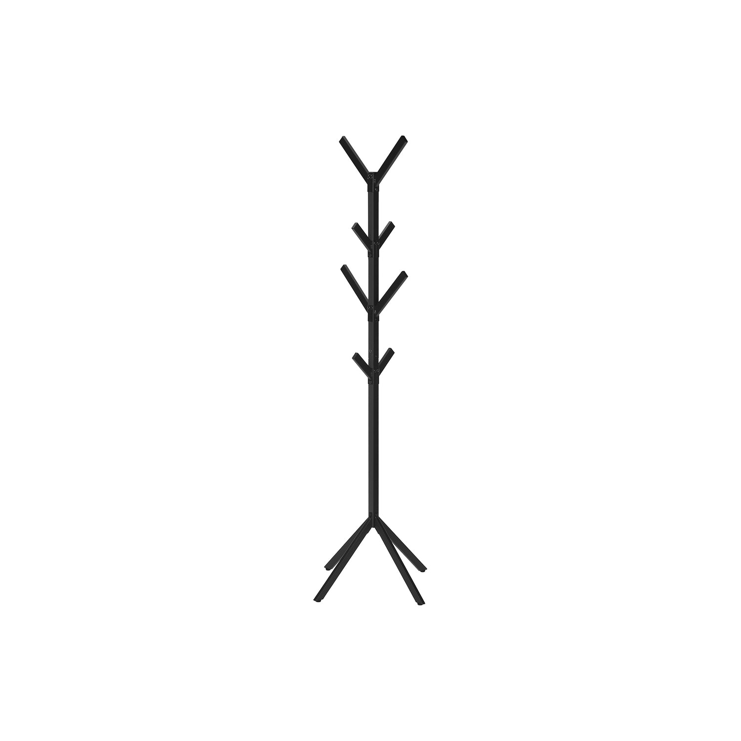 Contemporary Black Metal Coat Rack with 8 Hooks, Free Standing Entryway Storage, 70'H, Modern Hall Tree for Bedroom or Office - Grand Goldman Shop