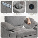 Modern Oversized Chair with Ottoman,Chenille Fabric Sofa Bed,Accent Chair Comfy Sofa with Cupholders and USB Charging Ports Chair for Living Room,Bedroom,Apartment - Grand Goldman Shop