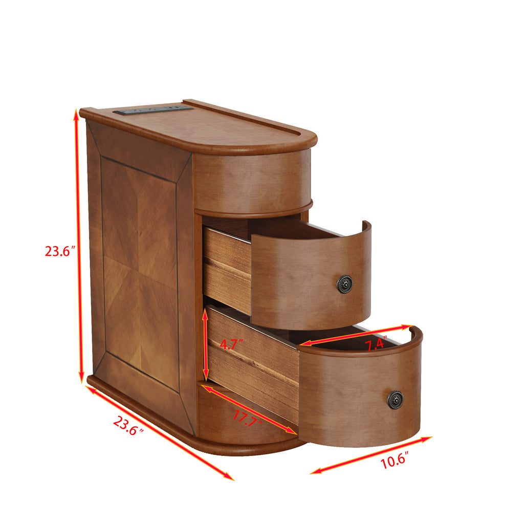 End Table with Charging Station,Sofa Side Table with Drawers, No Assembly Required(Expect Arrival Date 2025/4/16) - Grand Goldman Shop