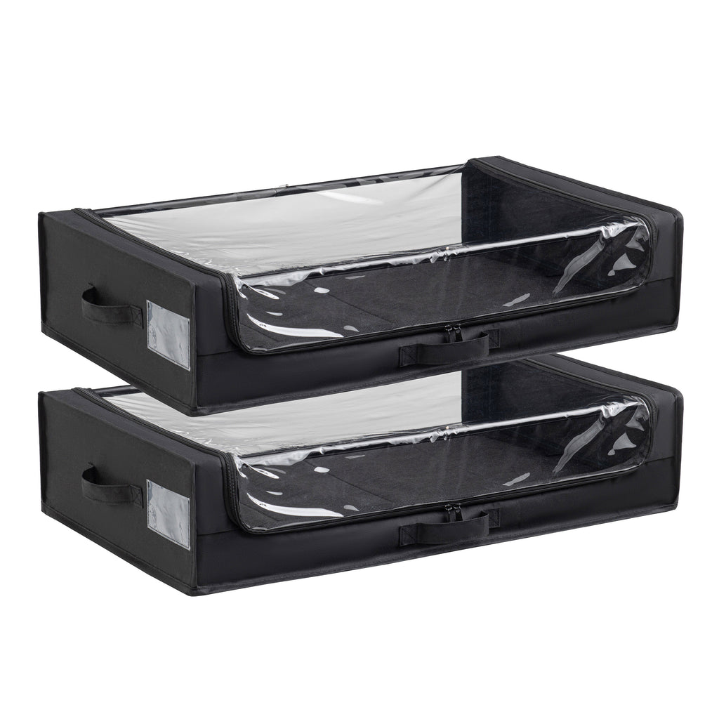 Set of 2 Under-Bed Rolling Storage Container with Transparent Cover, Versatile Space-Saving Design, and Smooth-Glide Multi-Directional Wheels – Ideal for Organizing Clothes, Shoes, and More - Grand Goldman Shop