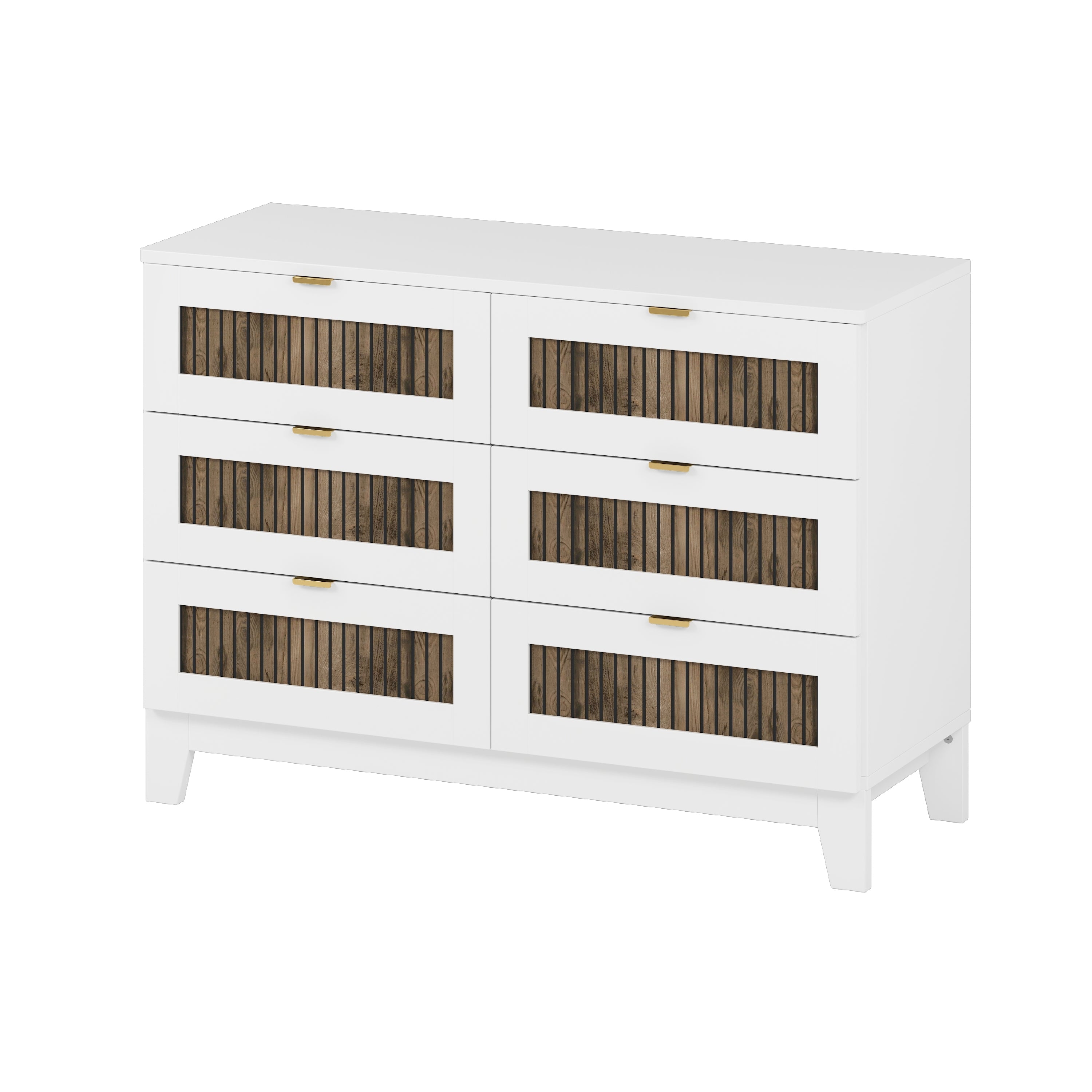 4-Pieces Bedroom Sets, Queen Size Farmhouse Platform Bed with Wooden Strip Stickers Decoration, Storage Nightstand and Dresser with Metal Handle, White(Old SKU: HL000191AAK) - Grand Goldman Shop