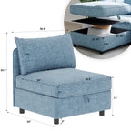 Armless Seat for Modular Sectional Sofa, Convertible Sofa Seat With Storage, Sleeper Sectional Sofa Set, Fabric Flexible Modular Combinations for Living Room(2PCS) - Grand Goldman Shop