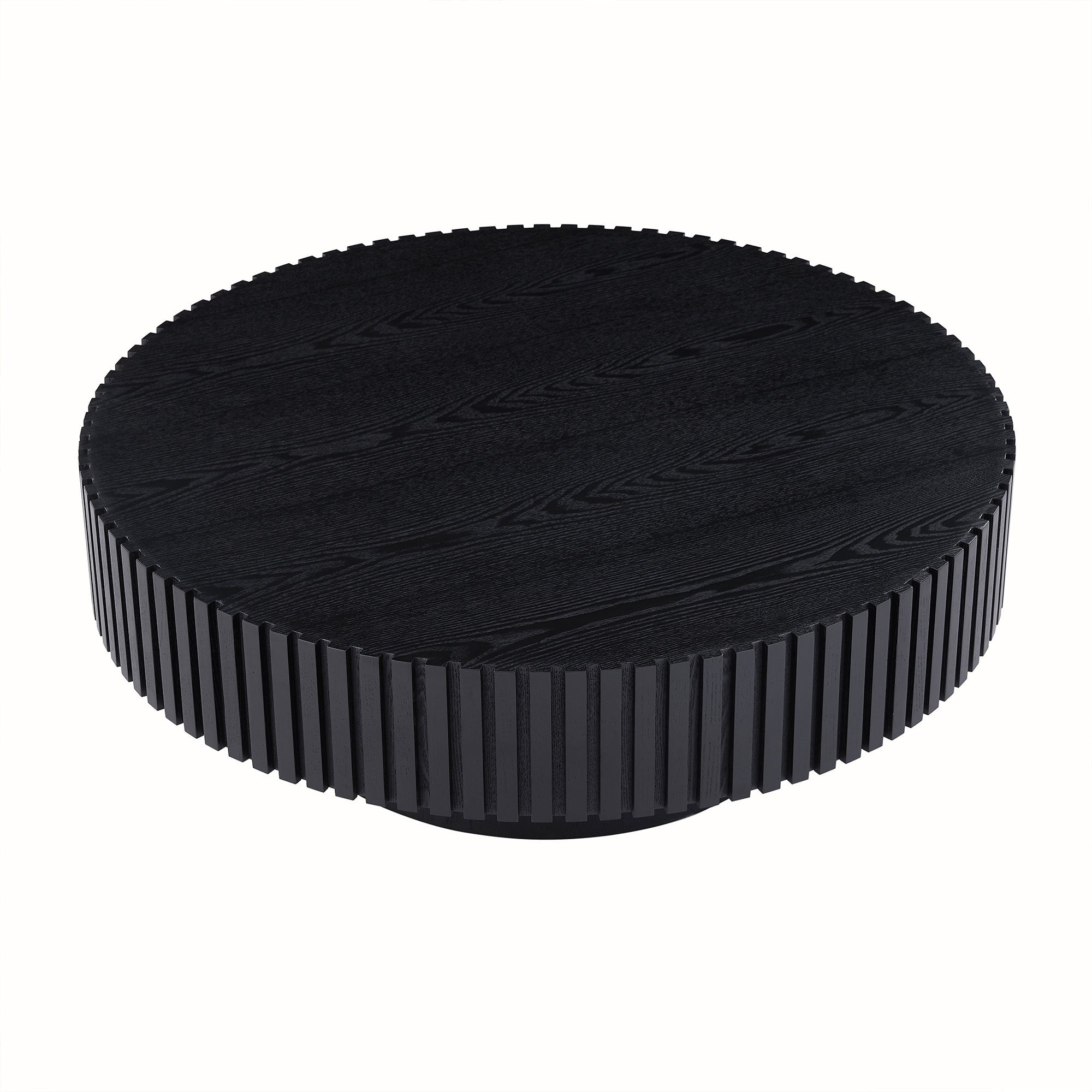 31.49'' Nesting Round Wood Coffee table for Apartment, Modern Living Room Coffee Table with Sturdy Pedestal ,BLACK (Same Sku:W876P243950) - Grand Goldman Shop