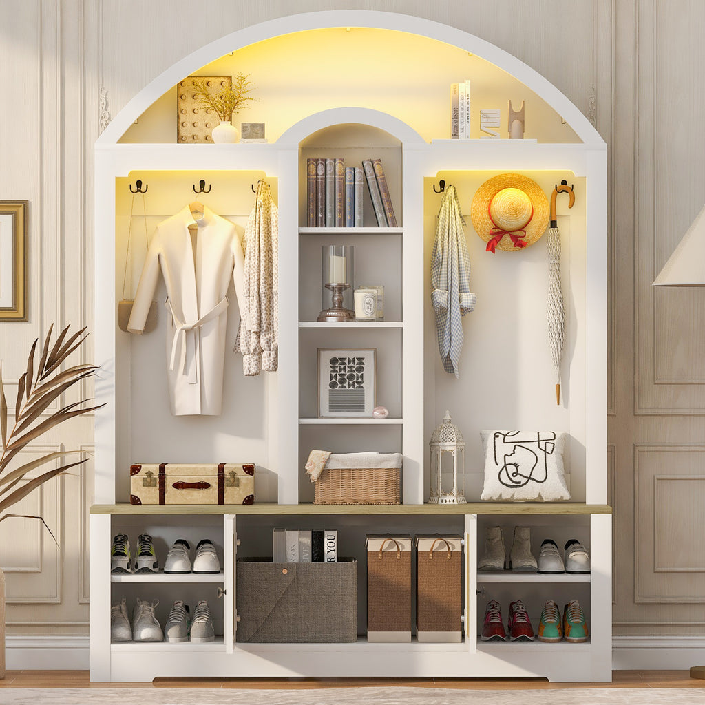 Multi-functional wardrobe/entrance wardrobe, equipped with shoe racks, clothes hangers and hooks. Wardrobe - A wardrobe is made of sturdy medium-density fiberboard with modern design and practical sto - Grand Goldman Shop