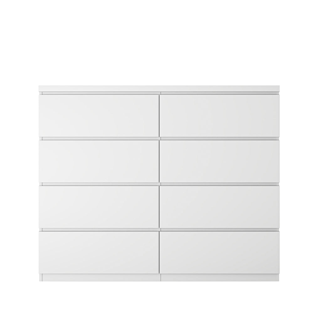 8 Drawers Dresser for Bedroom, Wood Bedroom Dresser Modern Drawer Chest, 8 Chest of Drawer, Tall Dresser for Closet, Dressers Organizer for Living Room, Closet, White - Grand Goldman Shop