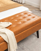 Storage Bench with Storage Bench for Bedroom End of Bed Bench Foot of Bed Bench Entryway Bench Storage Ottoman Bench 43.3' W x 17.7' Brown Leather Bench - Grand Goldman Shop
