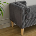 65.35'Wide Upholstered Flip-top Storage Accent Bed Bench, Corduroy Footrest Ottoman with Armrests&Backrest&2 Bolster Pillows Wood Legs for Living Room, End of Bed, Hallway, Entryway Bedroom. Charcoal - Grand Goldman Shop