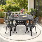 5-Piece Set Of All-Weather Cast Aluminum Dining Furniture Set With Black Frame(same sku: W1710S00518)