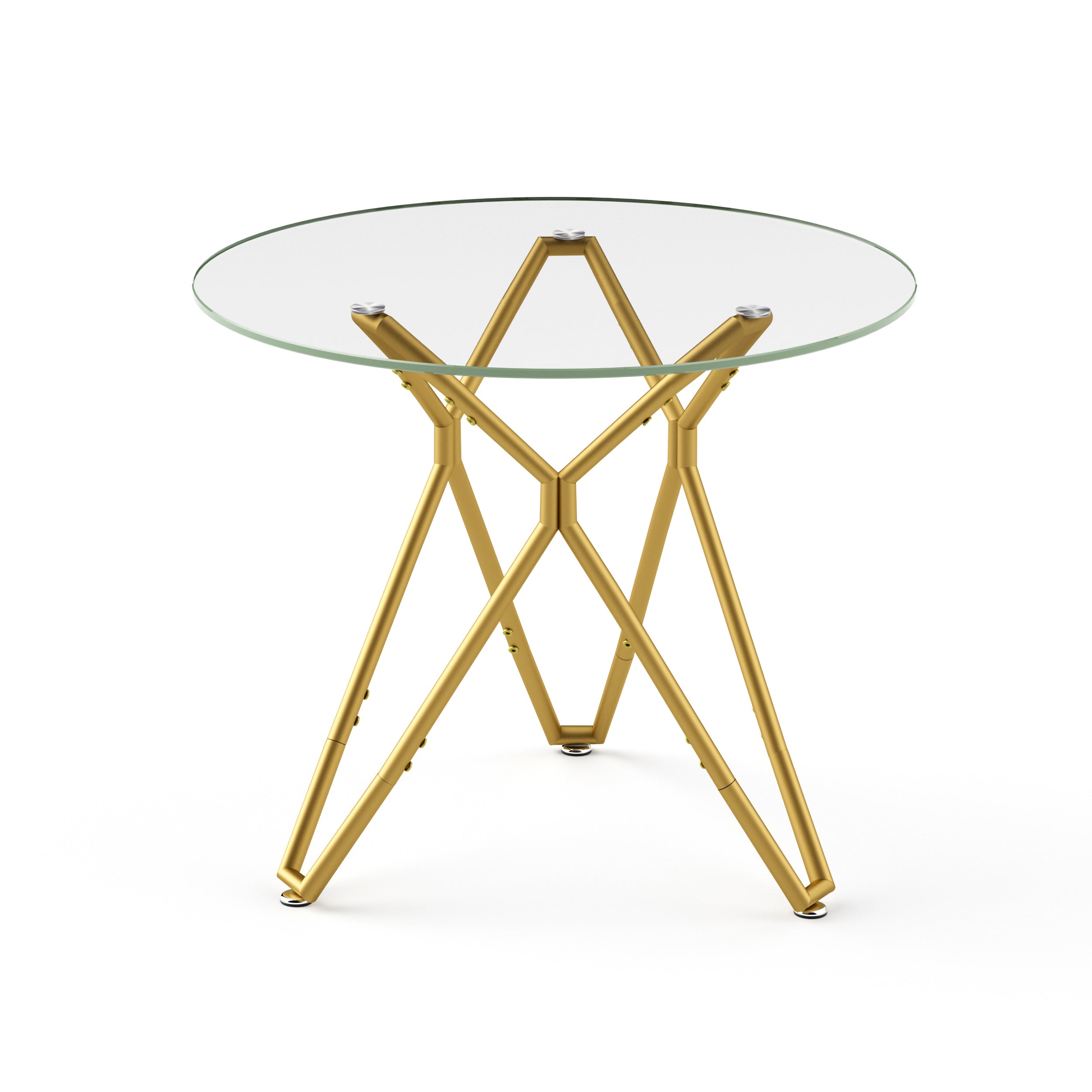 35.4-inch round tempered glass dining table, suitable for 1-4 people, space-saving small kitchen dining table, equipped with sturdy metal table legs, suitable for dining room, living room,Gold - Grand Goldman Shop