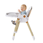 Convertible Baby High Chair to Rocker with 5-Point Harness, Foldable Infant Feeding Chair in White with Removable 2-Tier Easy