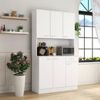 70.87' Tall Wardrobe& Kitchen Cabinet, with 6-Doors, 1-Open Shelves and 1-Drawer for bedroom,White - Grand Goldman Shop