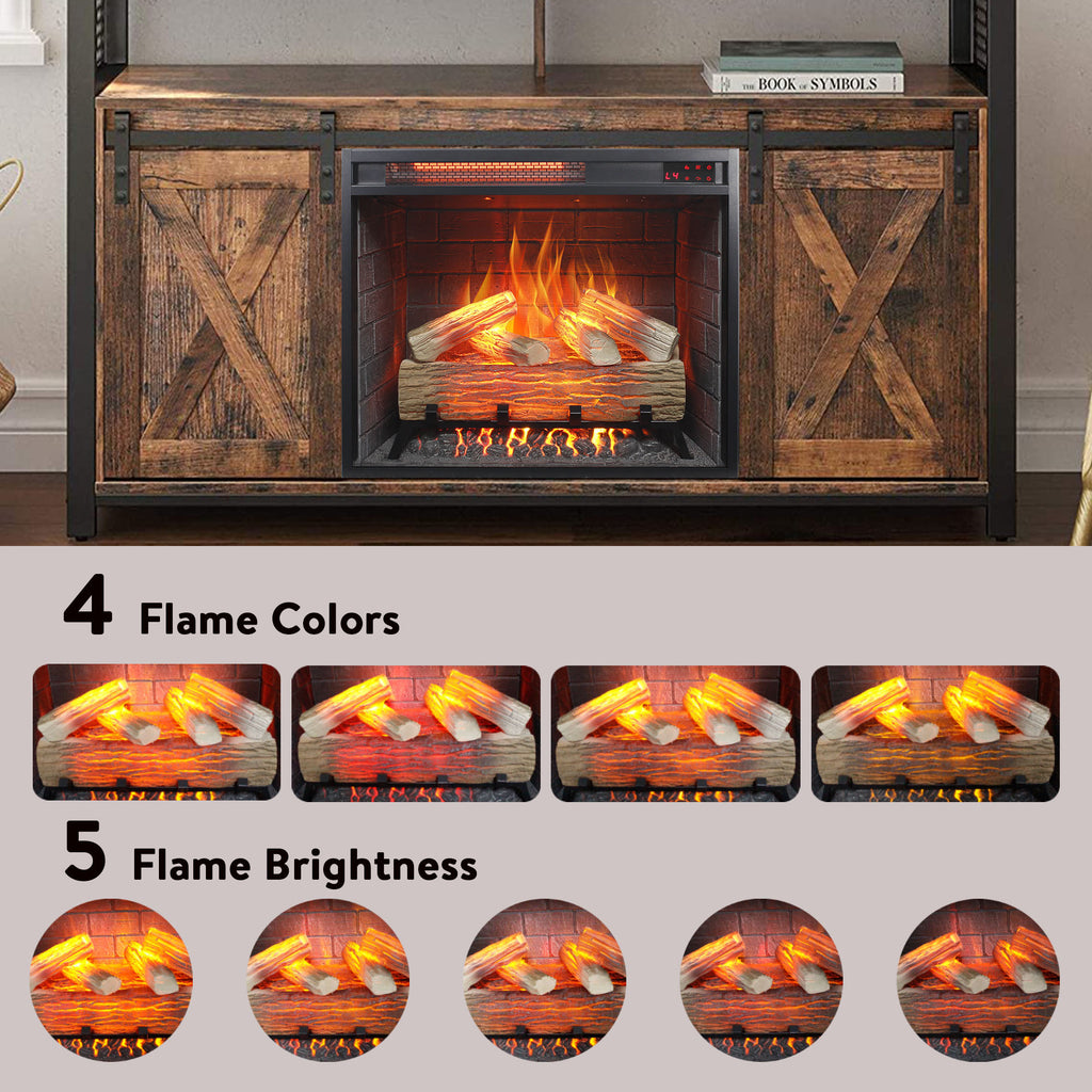 23 inch Infrared  heating electric fireplace insert, with log set & realistic flame, remote control with timer, overheating protection - Grand Goldman Shop