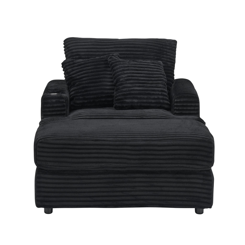 39-inch Spring upholstered armchair and Ottoman set - comfortable single sofa with cup holder and corduroy fabric, perfect for living room or bedroom - Grand Goldman Shop