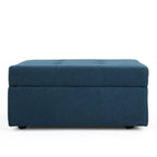 Flip-Top Ottoman with Tufted Waffle Stitch and Rolling Casters, Navy Blue - Grand Goldman Shop