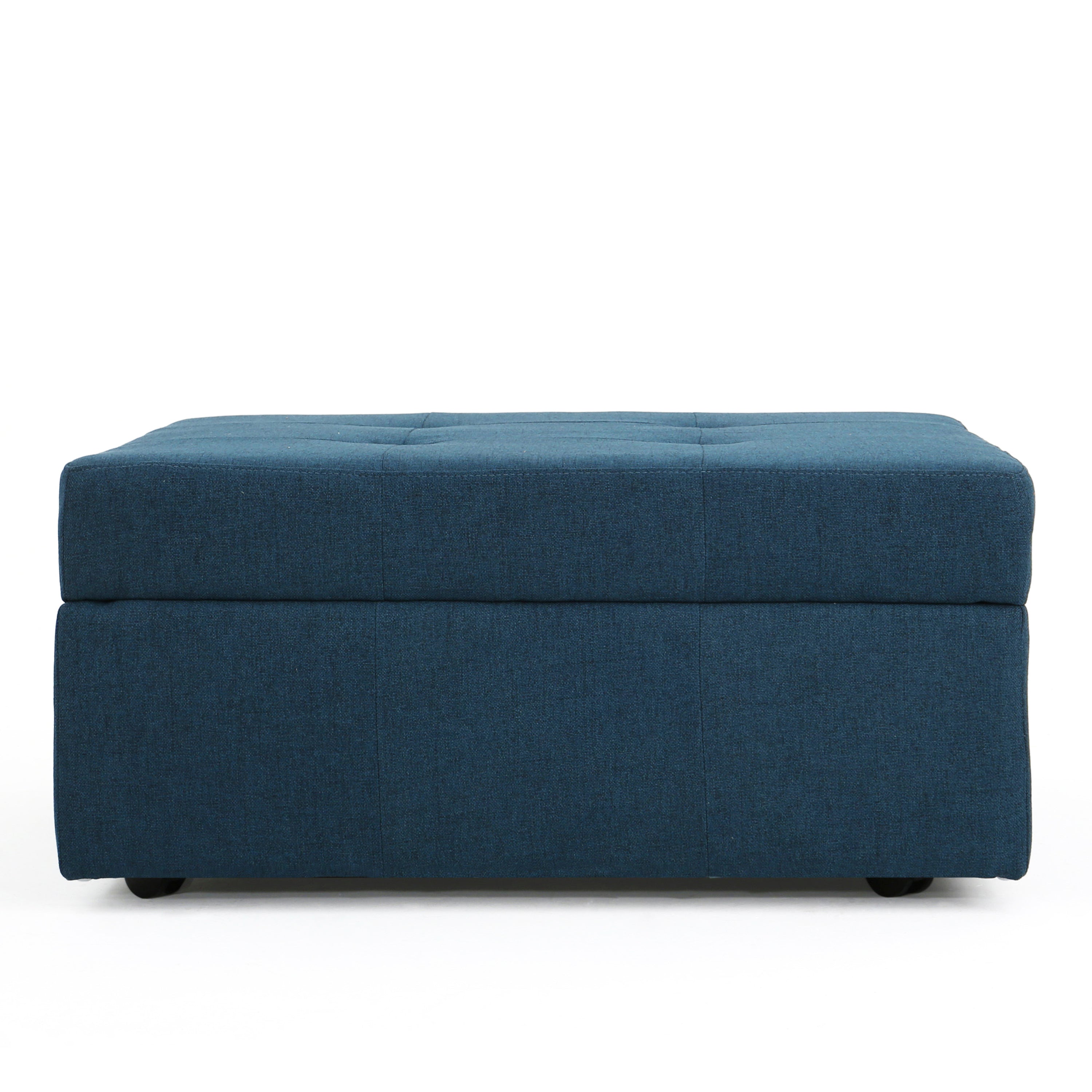 Flip-Top Ottoman with Tufted Waffle Stitch and Rolling Casters, Navy Blue - Grand Goldman Shop