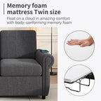 Orisfur Pull Out Sofa Bed Loveseat Sleeper with Twin Size Memory Mattress and USB Ports, Grey Linen, 57.9' - Grand Goldman Shop