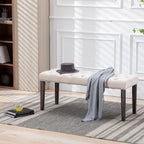 Heng Ming Upholstered Tufted Bench Ottoman , Velvet Dining Bench Bedroom Bench  Footrest Stool Accent Bench for Entryway Dining Room Living Room, Beige - Grand Goldman Shop