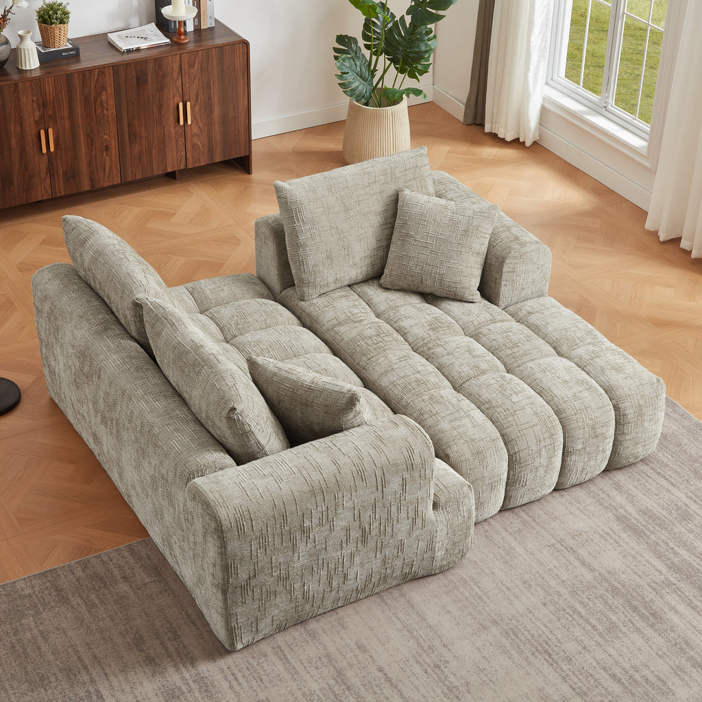 Chenille L-Shape Luxury Sectional Oversized Sofa,Mnimalist Design,Comfy Sleeper Couch for Living Room,Apartment&Reception Spaces,No Assembly Required - Grand Goldman Shop