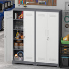 Gray Metal Lockers with Locking Doors, Adjustable Shelves, High Broom Tool Storage Cabinet, 72-Inch Kitchen, Office, Shop Org
